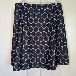 Renee C. Blue and White Circle Pattern A- Line Skirt XL